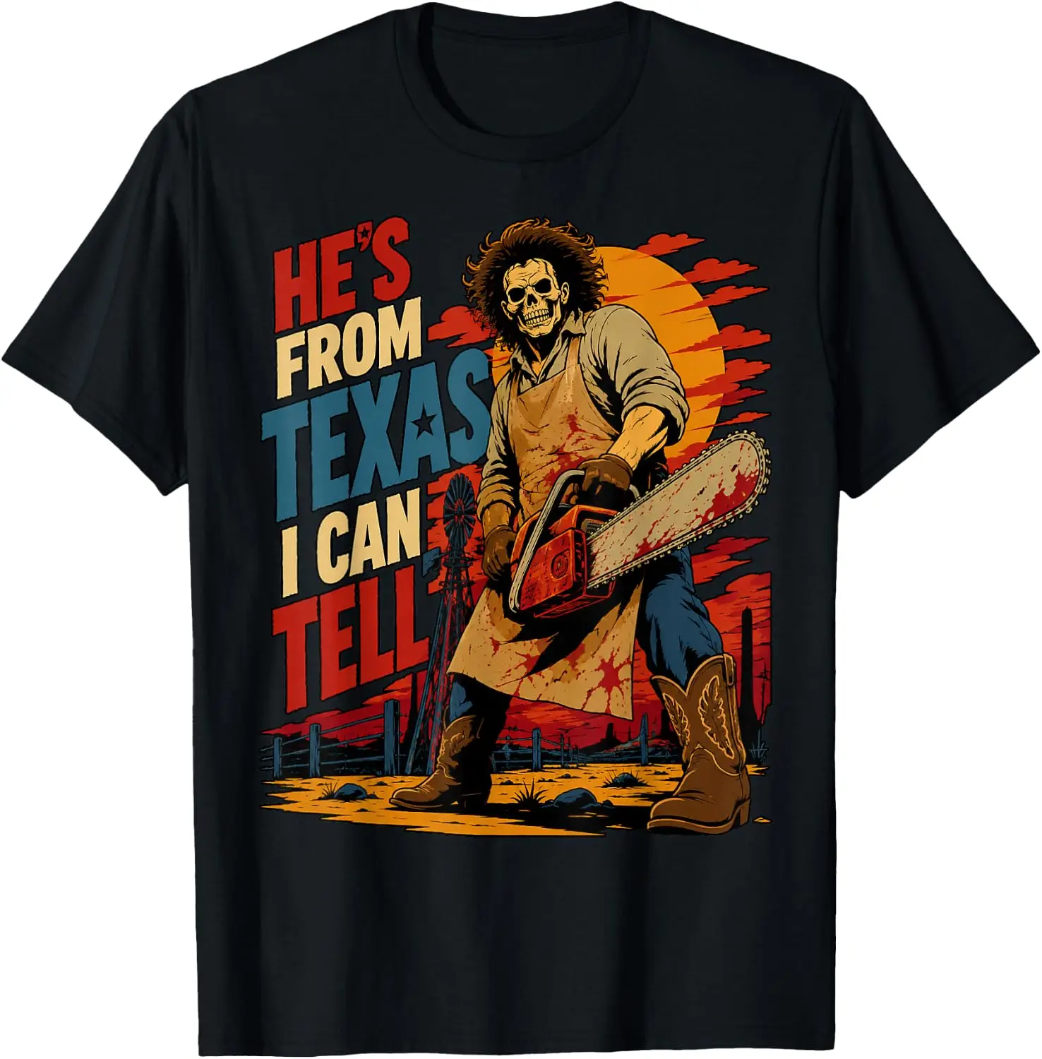 Hes From Texas I Can Tell Funny Skeleton Meme Men T-Shirt Stylish, Breathable, 100% Cotton Short-Sleeve Tee With Fun, Humorous