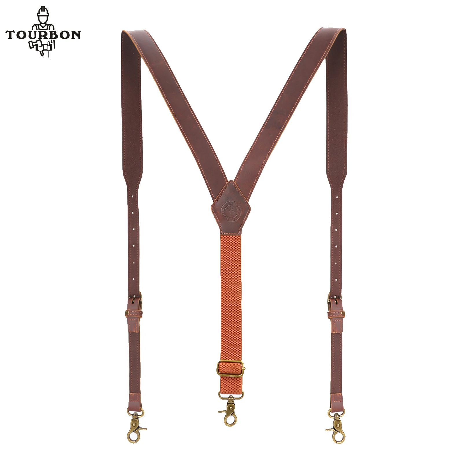 Tourbon Leather Tool Belt Clothing Suspenders Tactical Duty Belt Harness Tool belt Fully Adjustable Men