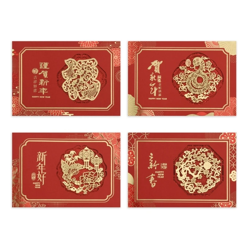 ชุดการ์ดกระดาษปีใหม่ 3 มิติสร้างสรรค์ 7 ใบสีสันสดใสสำหรับเทศกาลพิเศษ