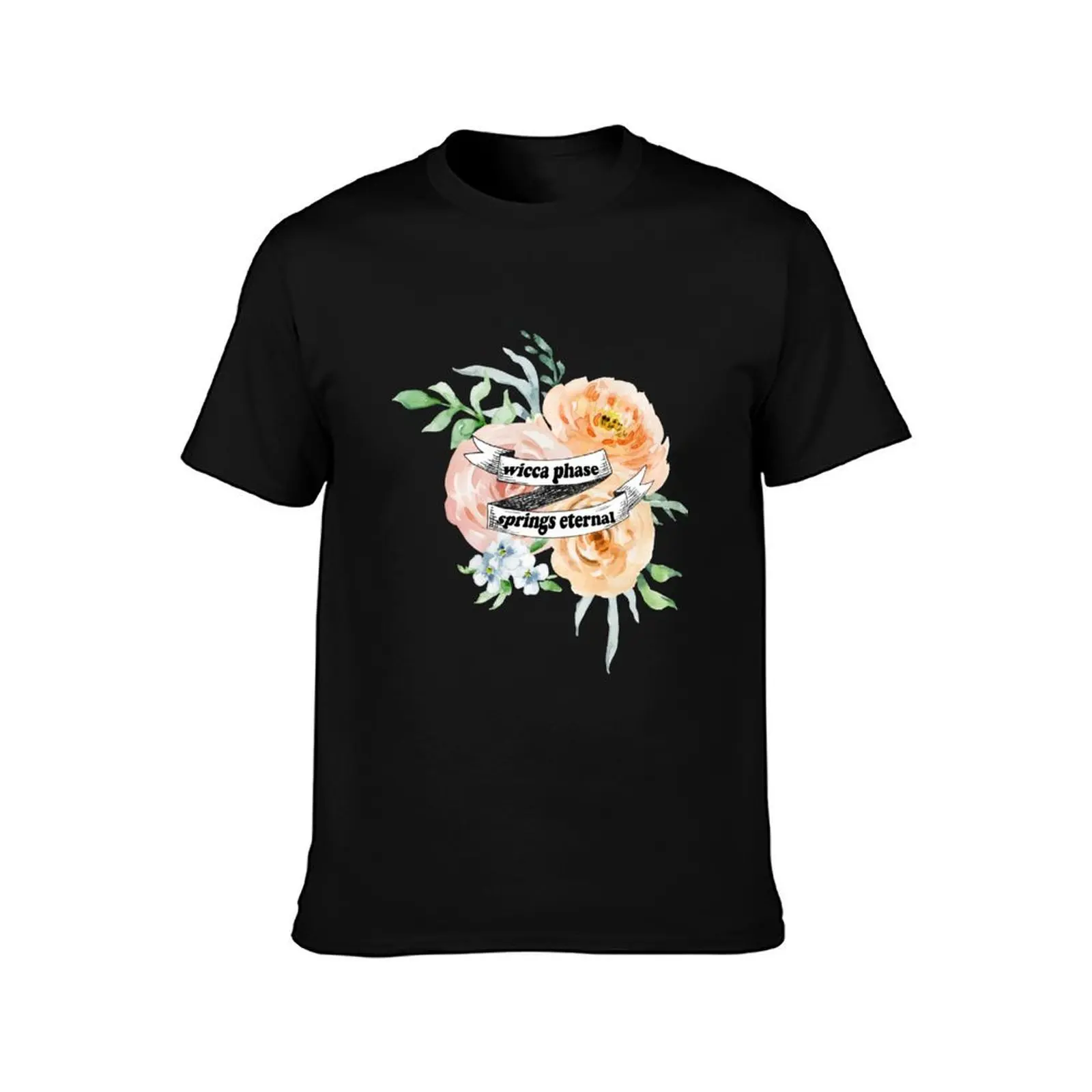 Wicca Phase Springs eternal floral T-Shirt, Summer Casual Cotton Tee, Oversized Streetwear Tops, Vintage Graphic Print
