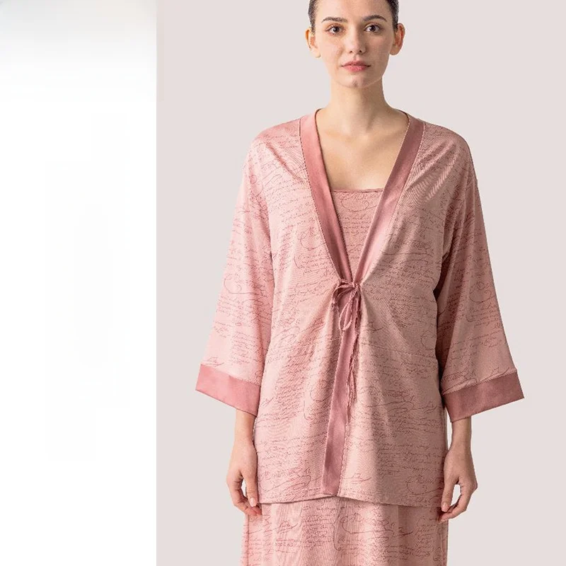 caser-レディース-ホームローブ-空調綿-プリント-サテン-薄手-春夏-ホーム服-bj0638-カジュアルスタイル-vネック-ミッドスリーブ