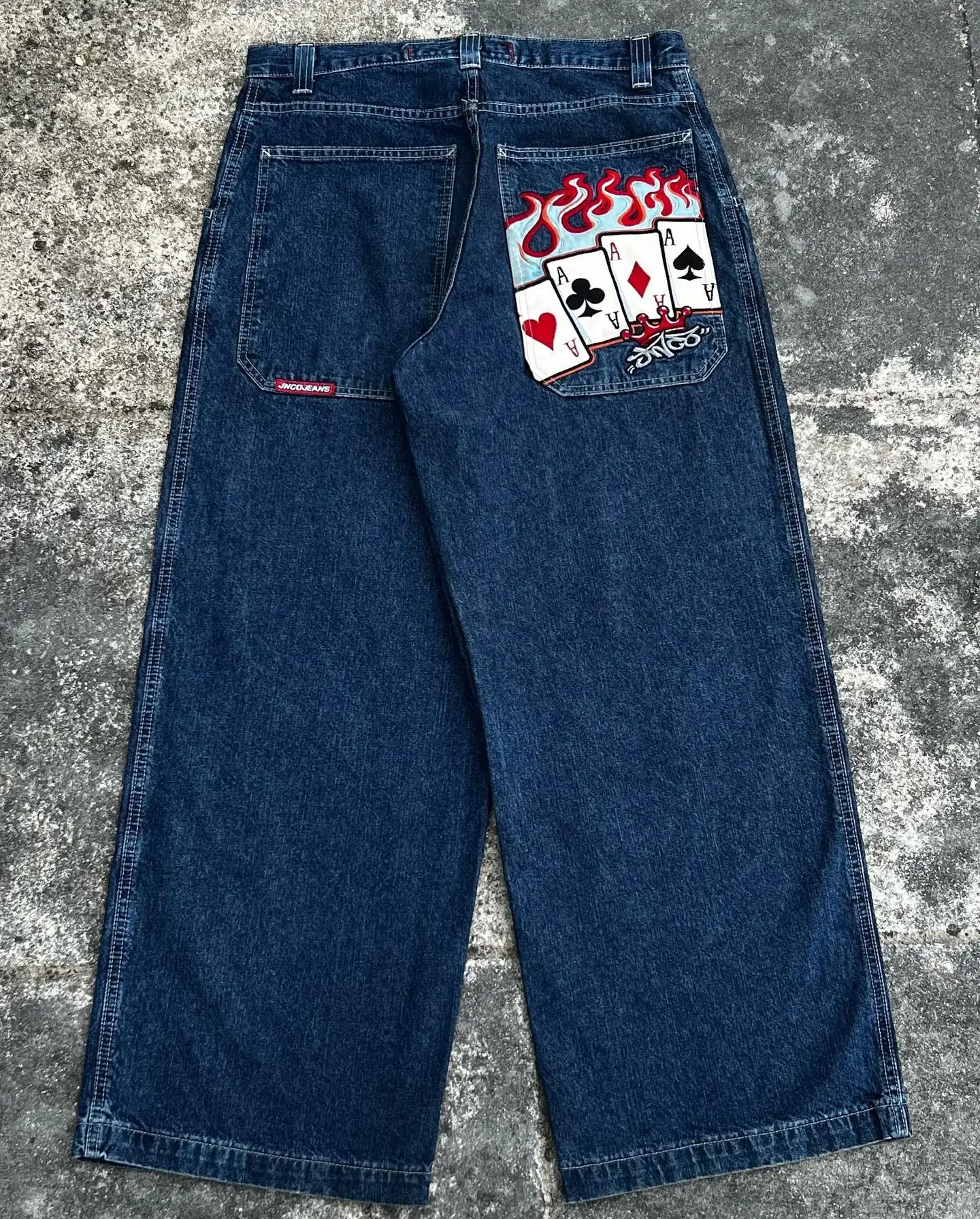 

Harajuku Hip Hop JNCO Jeans Woman Y2K Poker Pattern Baggy Jeans Black Pants New Gothic High Waisted Wide Leg Trousers Streetwear