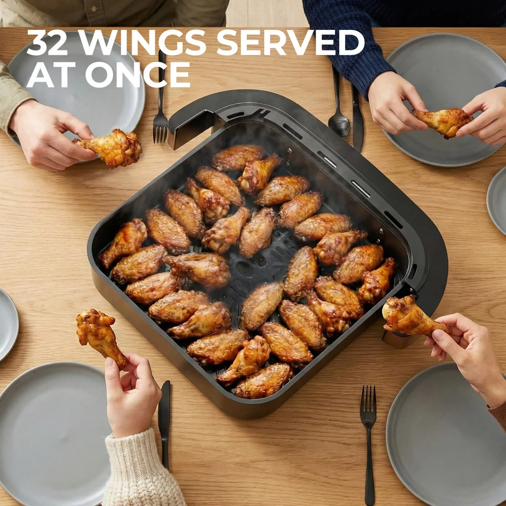 Freidora de Aire Digital de 4.2L, Horno para Pizza de 12 Pulgadas, 40-230 ℃ Con Gran Capacidad y Ventana Visible