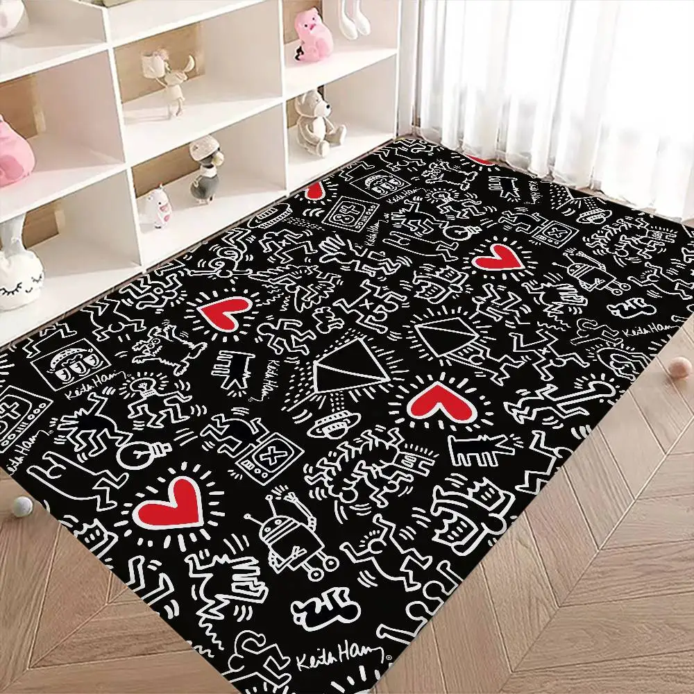 K-keith Art H-Haring Bathroom Mat Kids Room Bedroom Decoration Balcony Anti-Slip Doormat Living Room Bedside Area Rugs