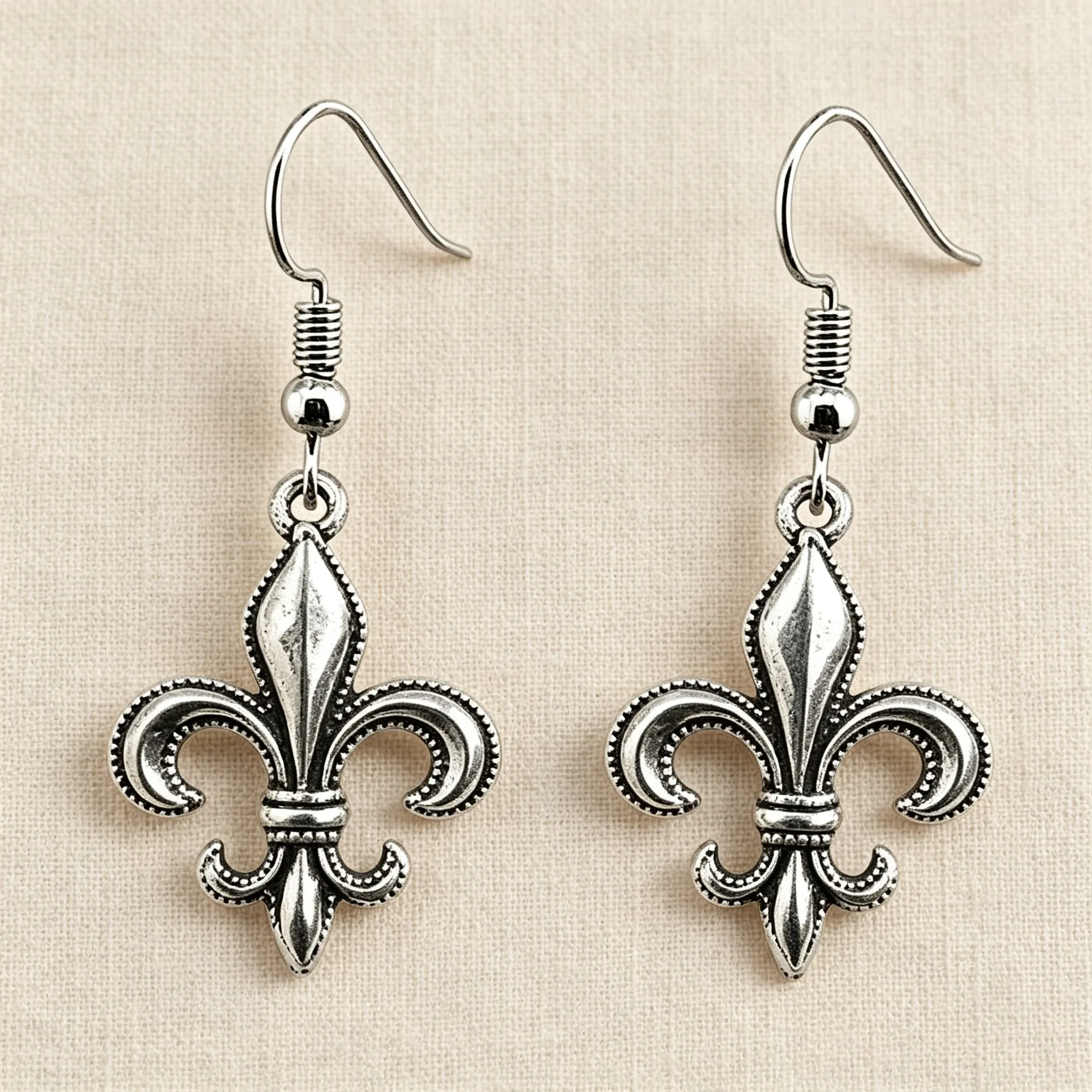 Fleur De Lis Earrings Vintage Gothic Dangle Retro Silver Lily Flower Grunge Halloween Party Jewelry Gift For Women