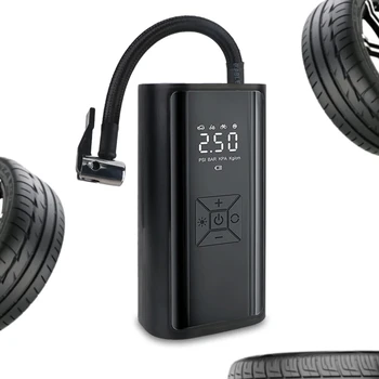 With LED Light Digital LCD Display Portable Tire Pressure Gauge Tire Inflator Air…