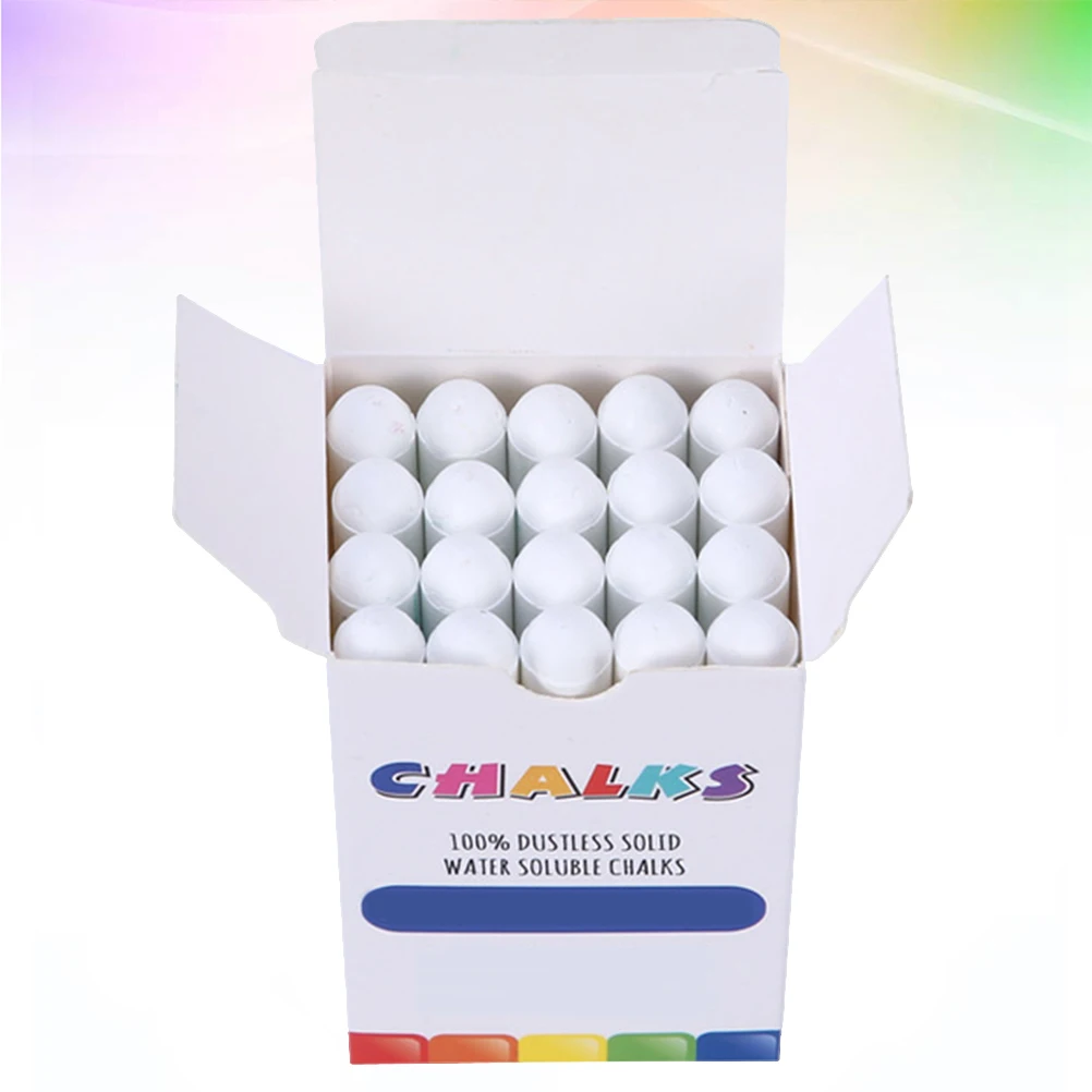 20 قطعة طباشير قابلة للغسل بدون غبار صديقة للبيئة بيضاء قابلة للذوبان في الماء مناسبة للأطفال ملعب السبورة سهلة المسح