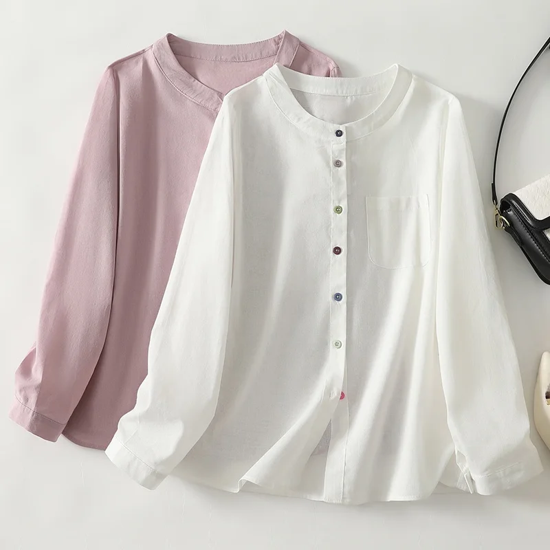 

Женский круглый дышащий льняной топ Ne Long Sve irt Pure Color, удобный летний легкий кардиган без морщин с талией