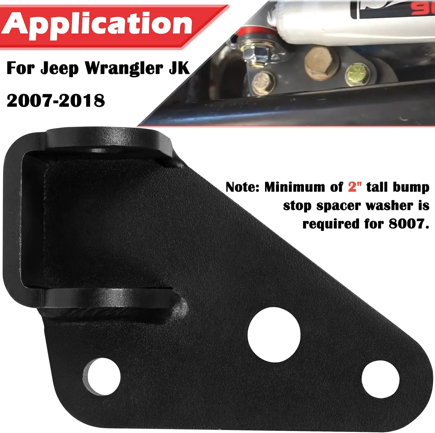 8007 Steering Stabilizer Relocation Bracket Replacement for Jeep Wrangler JK 2007-2018 14PCS/Set Black Auto Car Accsesories Part