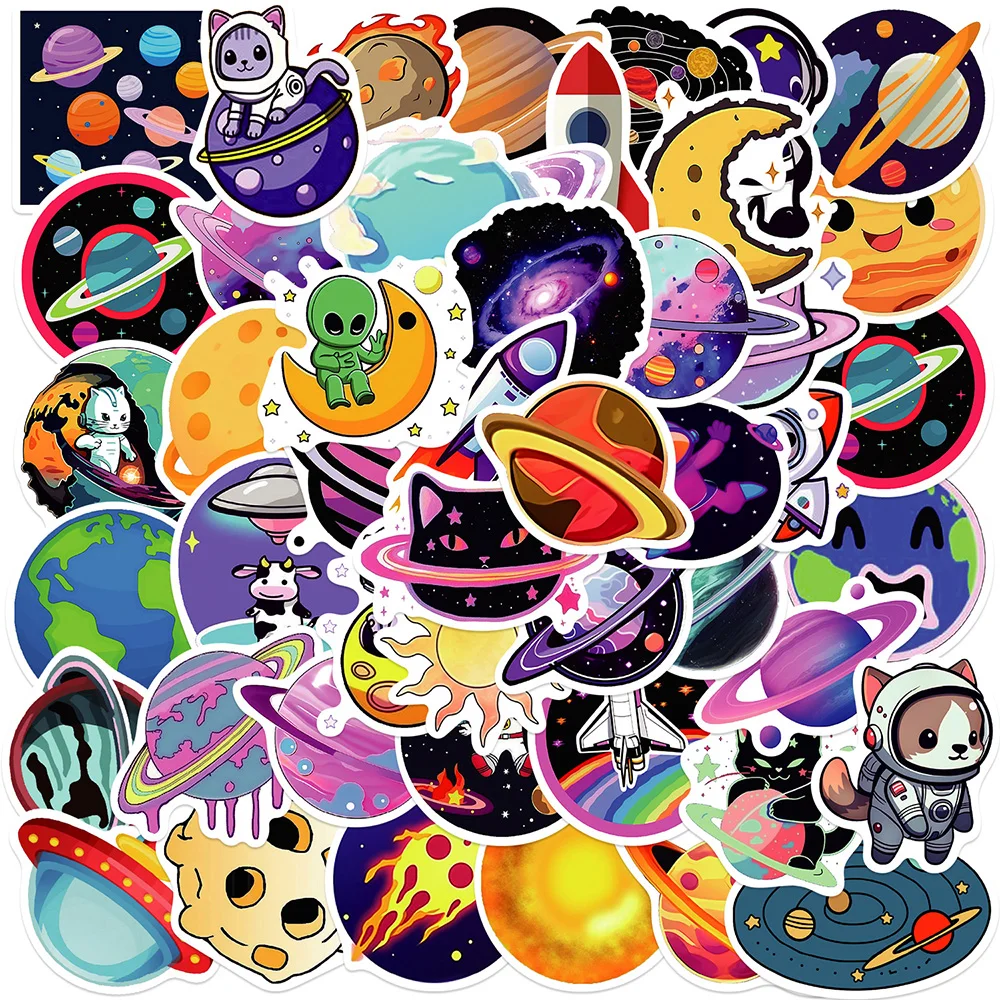 10/30/50Pcs Personality Cartoon Planet  3D Phone Stickers DIY Skateboard Laptop Luggage Sticker Waterproof Graffiti Sticker