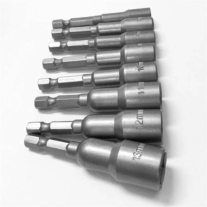 

AC88-24Pcs 1/4 Inch Hex Magnetic Nut Driver Socket Set Metric Impact Drill Bits 6 To 13Mm Adapter