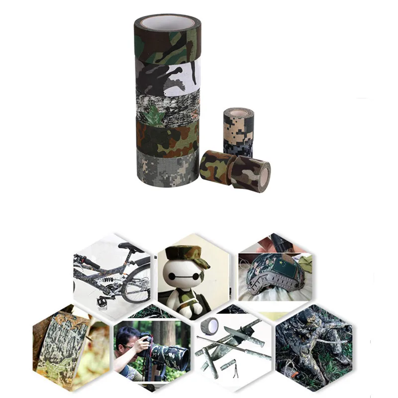 10m Pipe Outdoor Woodland Camping Camo Tape Bicycle Hunting Adhesive Invisible Camo Tape Bandage