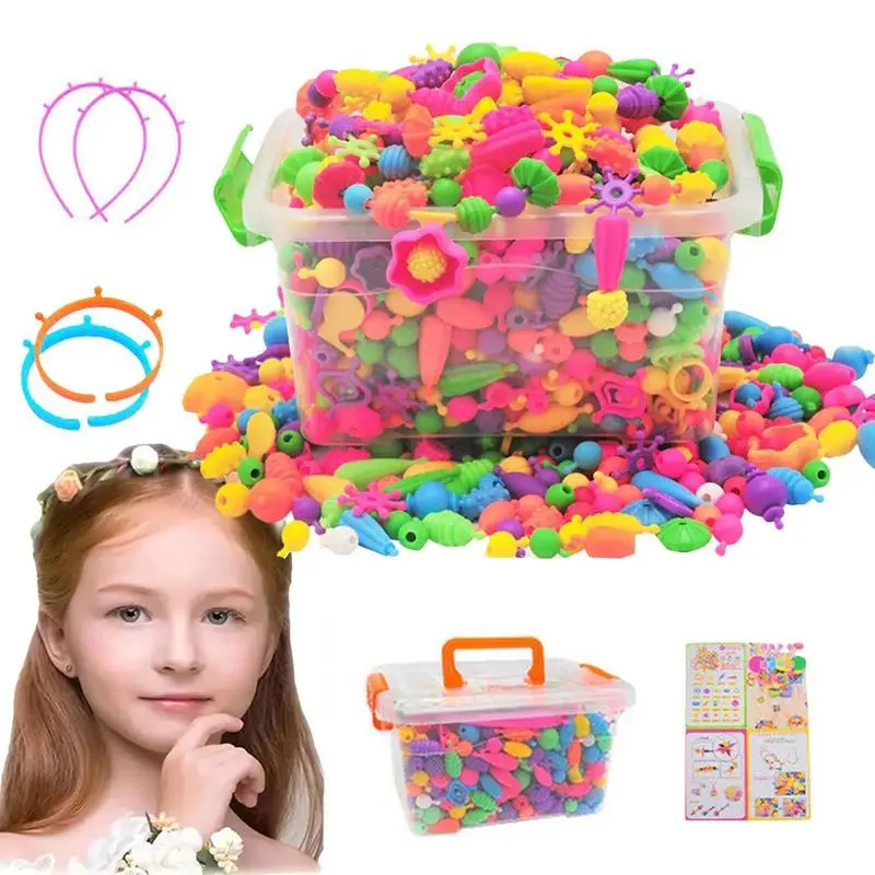 

Kids Jewelry Making Creative Snap Pop Beads Arts And Crafts Supplies Creative DIY Handmade Beaded Puzzle Multifunctional