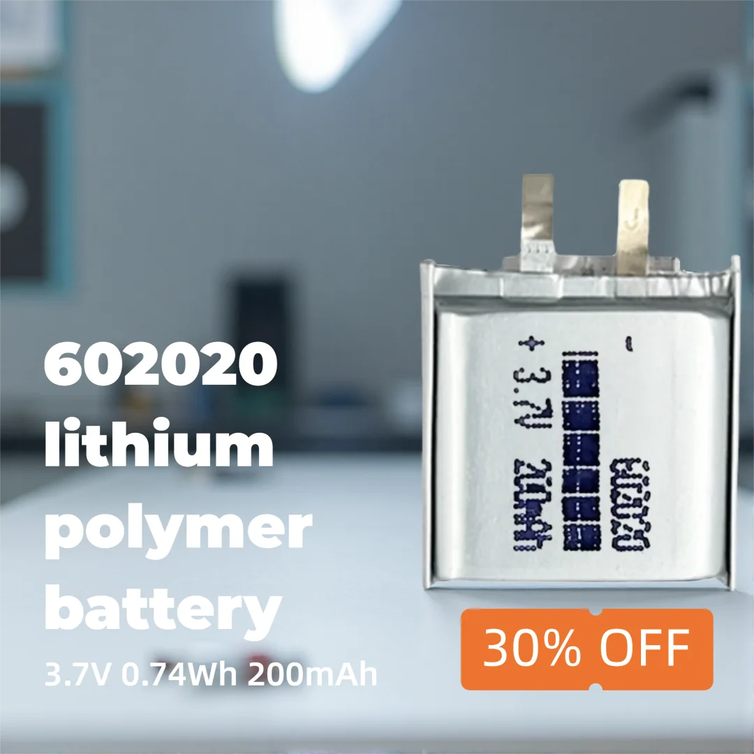 

Lightweight 3.7V 200mAh Li-ion Polymer Battery 602020 for Smart Gadgets, Portable Electronics, Mini Devices