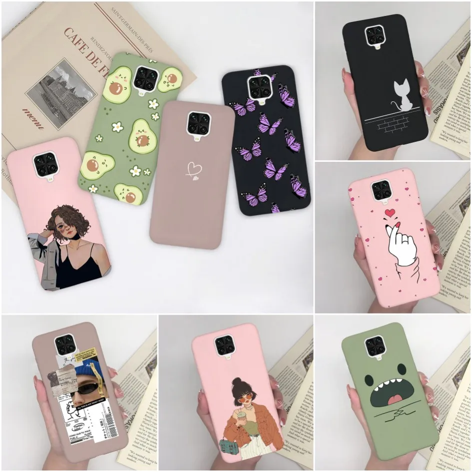 For Xiaomi Redmi Note 9 Pro Case Fashion Shockproof High Quality Cover Avocado Butterfly Silicone Case For Redmi Note 9Pro Funda