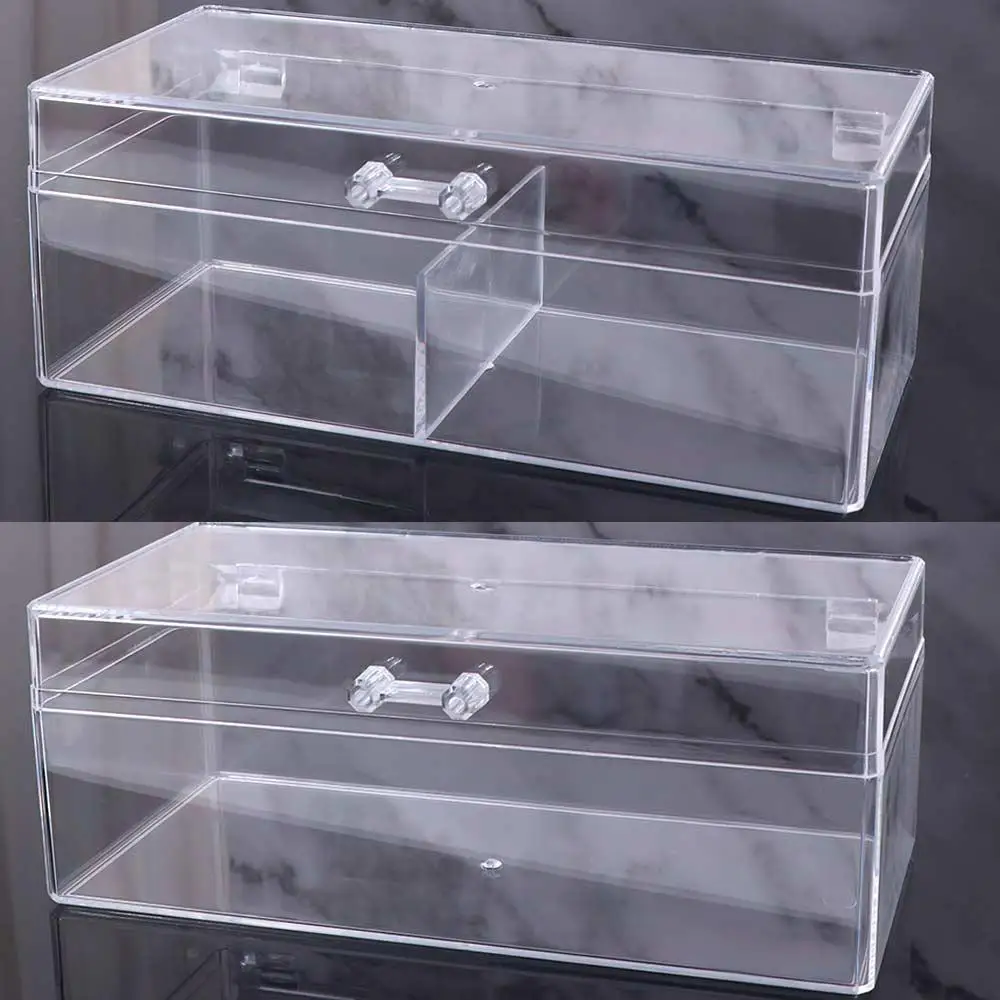 Stackable Large Capacity Photo Card Storage Box DIY Acrylic Make Up Organizer Rectangular Dust Proof Card Storage Box Office