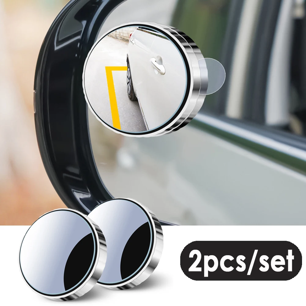 1 Pair Car Blind Spot Mirror HD 360 Degree Convex Wide Angle Suction Cup Adjustable Auto Rear View Mirror Parking Assistant