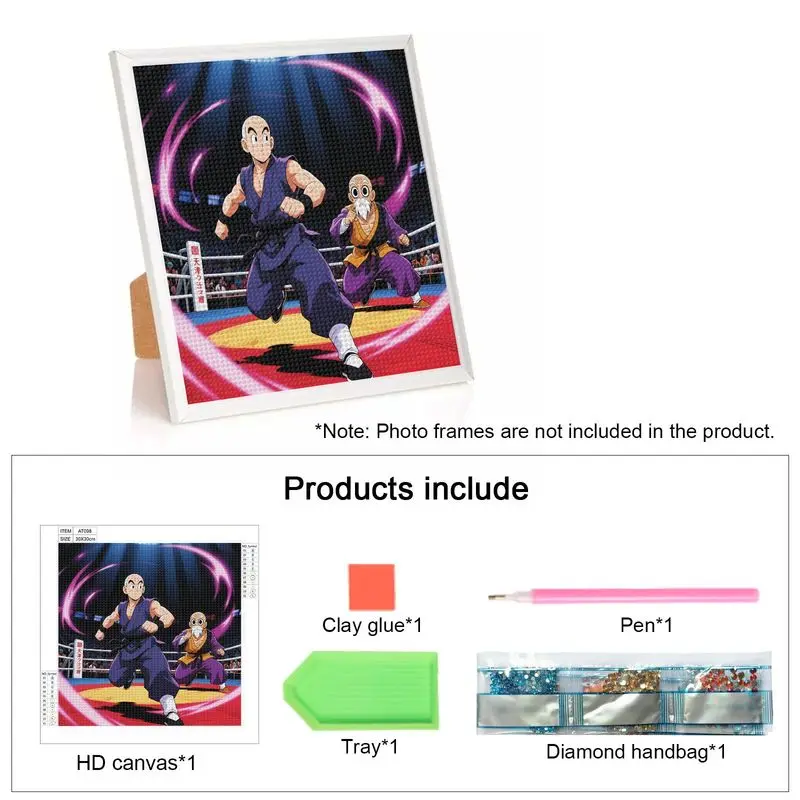 1PC Dragon Ball Z Krillin Master Roshi Anime Diamond Painting Kit, 5D DIY Full Drill Rhinestone Embroidery Cross Stitch Art, Mar