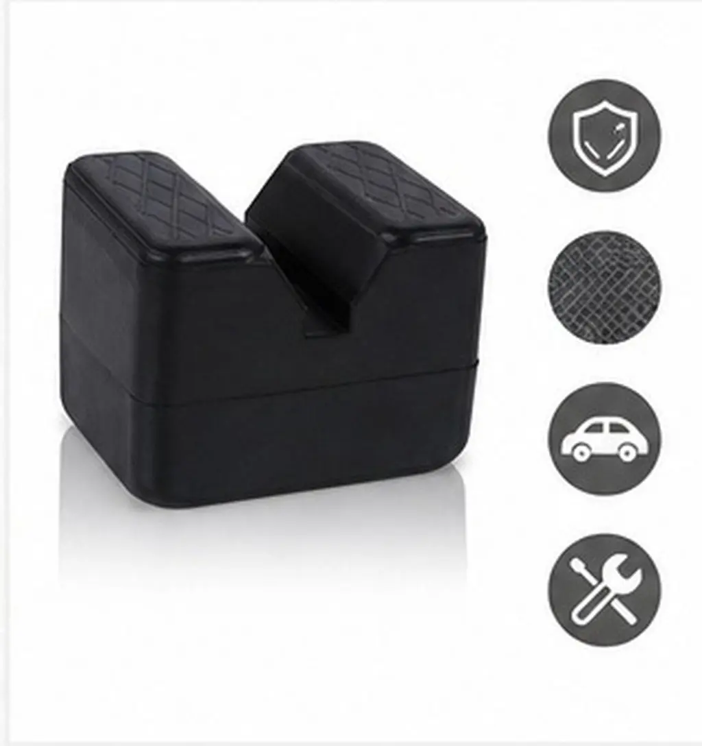 4Pcs Rubber Jack Stand Pads with Slots – Anti-Slip Vehicle Frame Rail Protectors for Stability