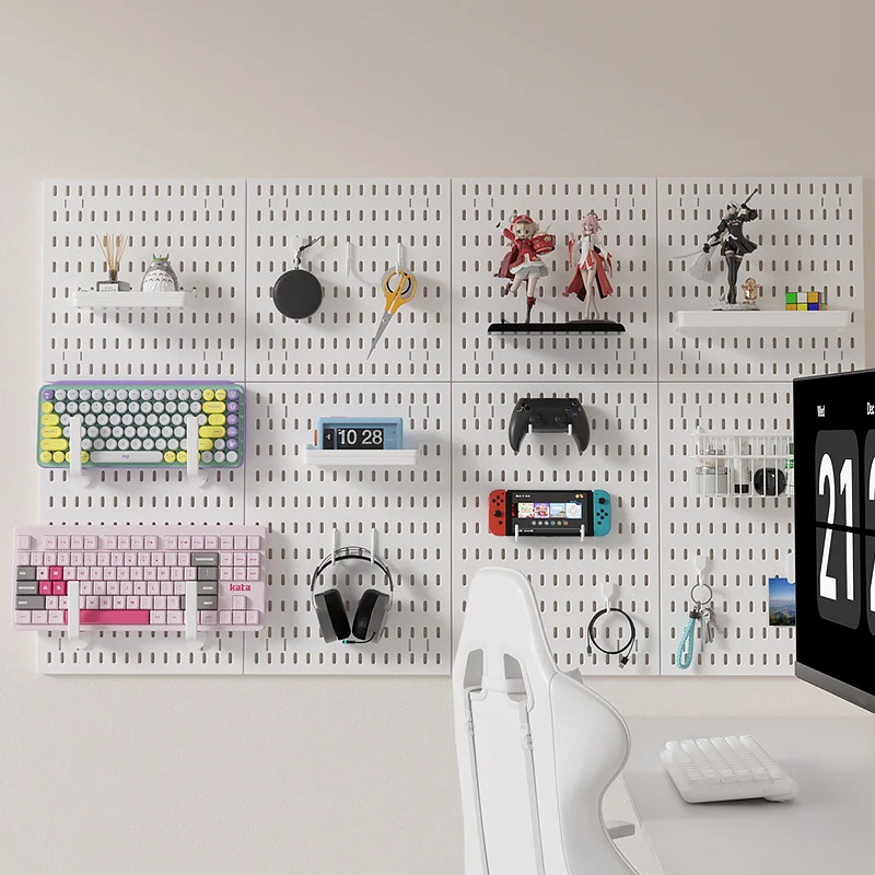 Nordic Pegboard Wall DIY Door Organizer Mounted Rack Garage Panel Shelf Kitchen Display Shelf Accessory Organizer Perforated