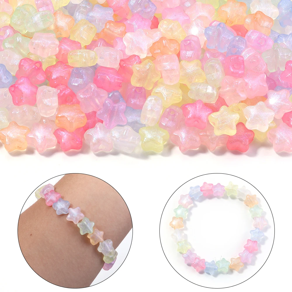 100pcs/lot 10mm Mermaid Color Acrylic Luminous Beads Color Stars Loose Spacer Beads For DIY Bracelet Necklace Jewelry Wholesale view 5