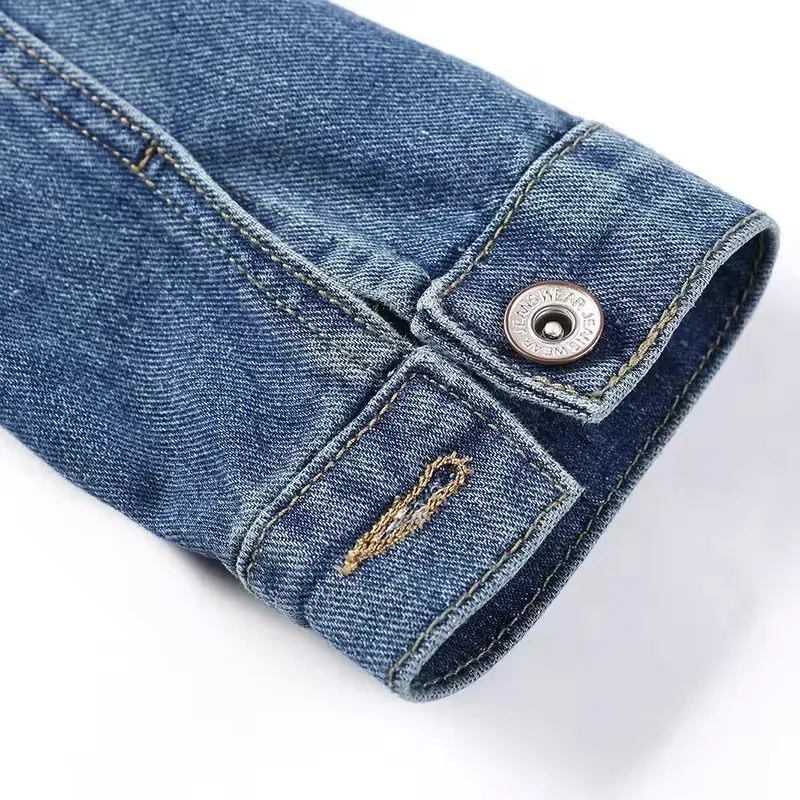 2025 Nowa jesienna damska kurtka dżinsowa z długim rękawem Casual Jeans Jacket Bomber Vintage Okrągły dekolt Krótka kurtka Odzież wierzchnia Kobiece topy