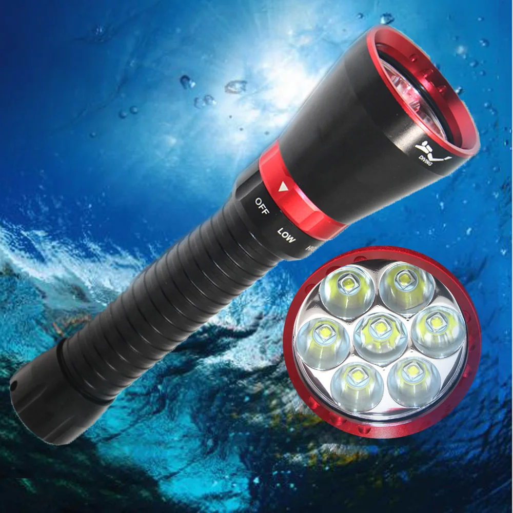 Professional 100M Scuba Diving Flashlight 7* L2Yellow /White light Depth Underwater Lamp Waterproof Dive Torch Scuba Flash Light