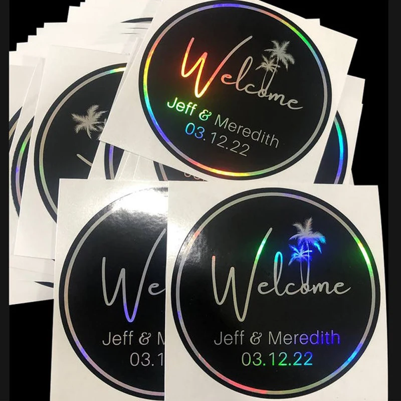 Custom Holographic shiny stickers, Rainbow Holographic vinyl stickers, personalized holo stickers, holographic custom sticker