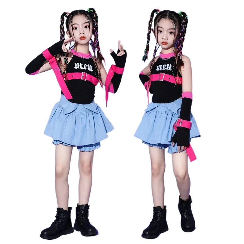 Three Piece Set Children's Jazz Dance Set Top Skirt Girls' Jazz Dance Costume Hipster Children's Hip Hop Costume Summer