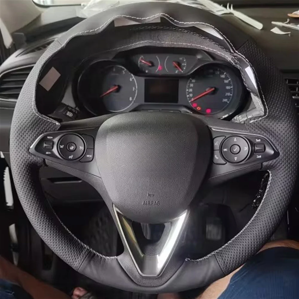 Customized Car Steering Wheel Cover For Opel Astra (K) Corsa (E) CrosslandX GrandlandX Insignia Microfiber Leather Steering Wrap