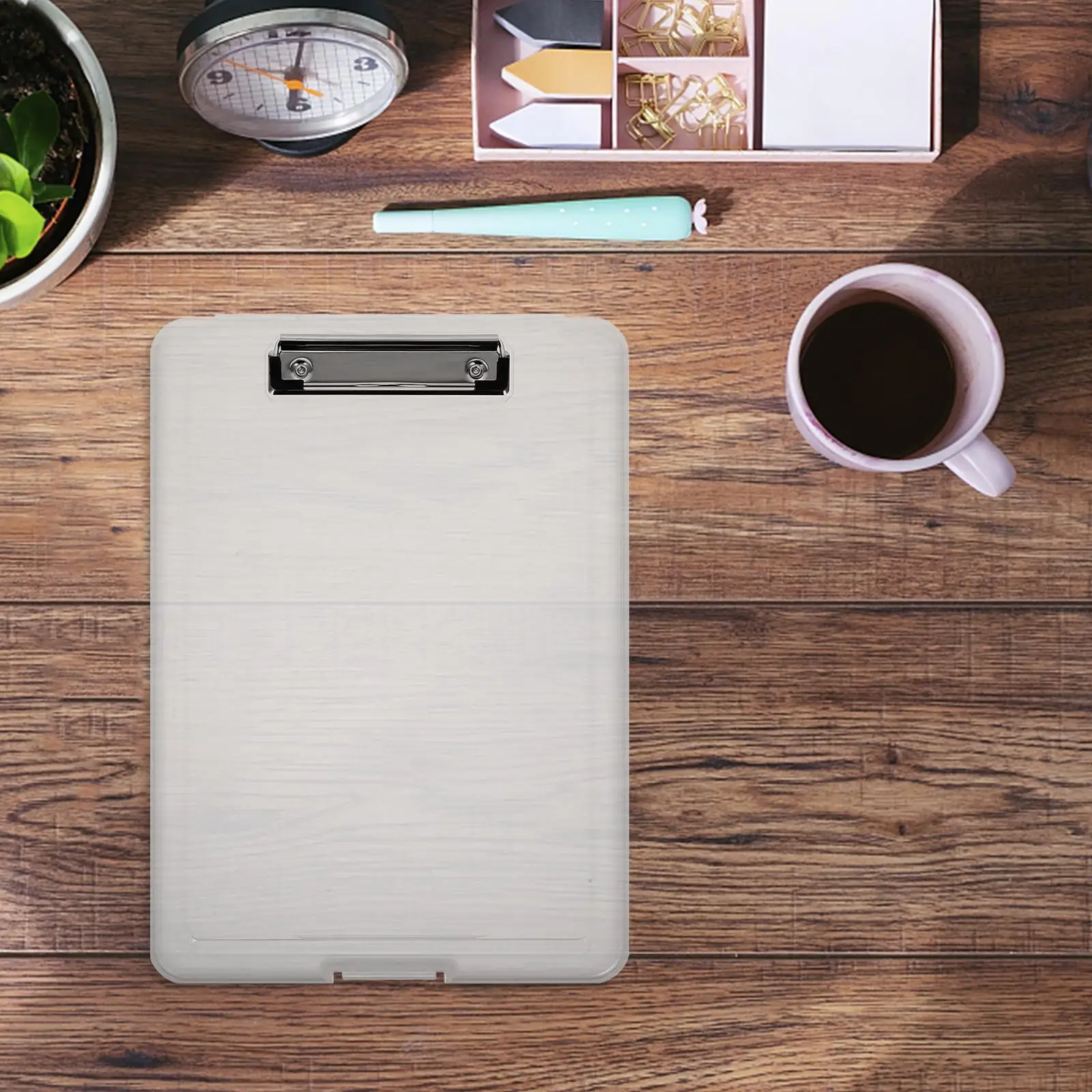 File Storage Box Clipboard Binder Calculator Organizer Boards Case with Cover Paper Holder