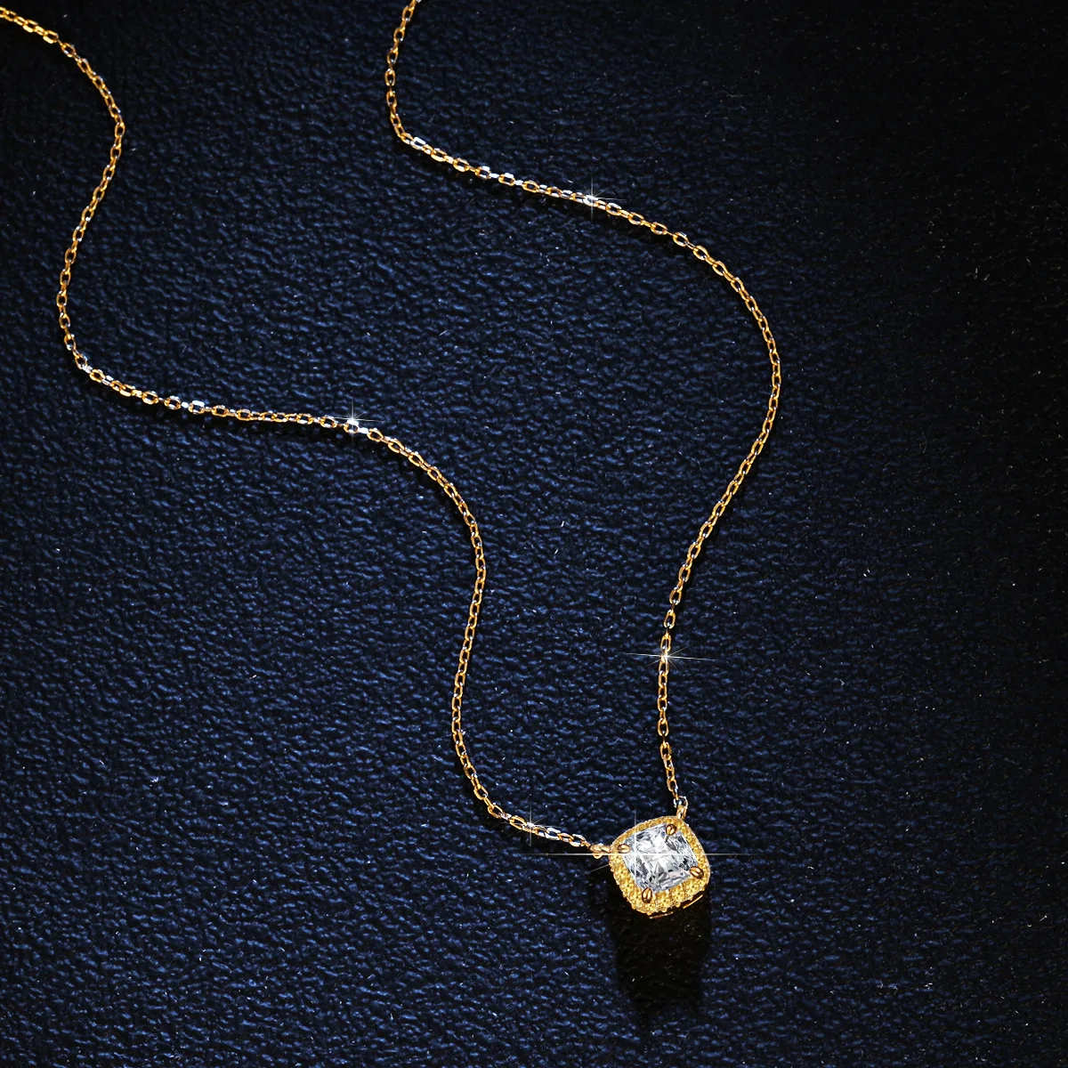 18K gold inlaid diamond women's cut moissanite necklace PT950 platinum princess style full diamond collarbone chain