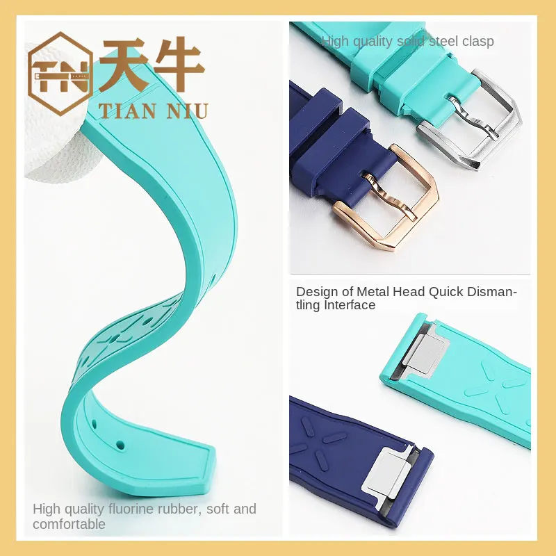 20mm 21mm men\'s watch strap bracelet for IWC fluororubber watch strap Pilot Little Prince Portugal metal quick release watchband