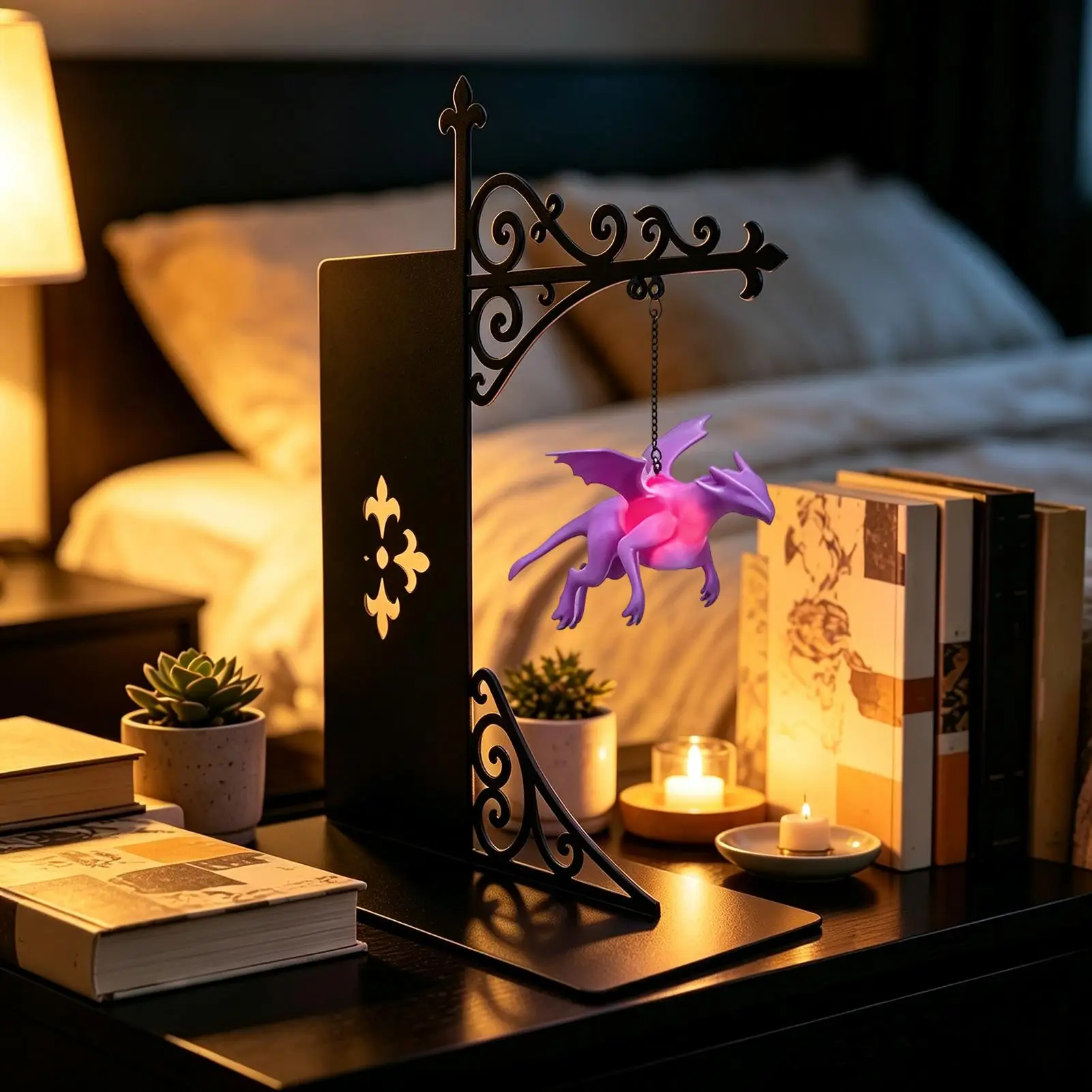 Library Lantern Vintage Warm lamp Portable LED Floating Dragon Light Bookshelf Library Lights Decoration For Desk Study Room