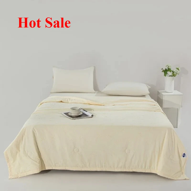 

2025 solid color 5D embossed knitted washed cotton summer quilt gift quilt air conditioner summer cool quilt