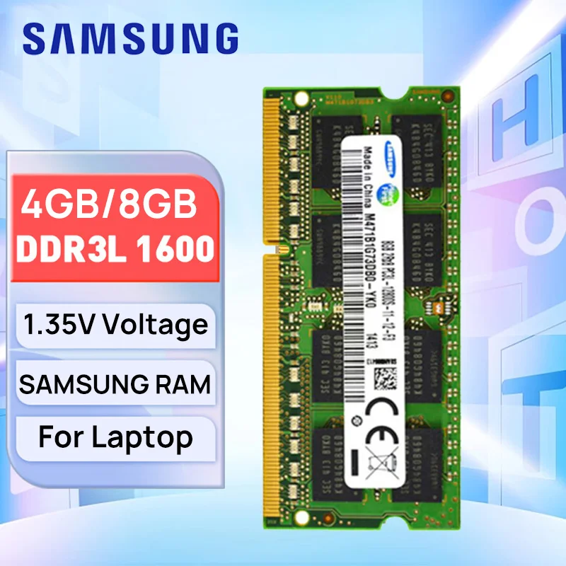 Samsung Laptop Memory DDR3L Low Voltage 1.35V 1333 1600 MHz 4GB 8GB RAM 204pin SO-DIMM Memory Stick for Laptop Notebook