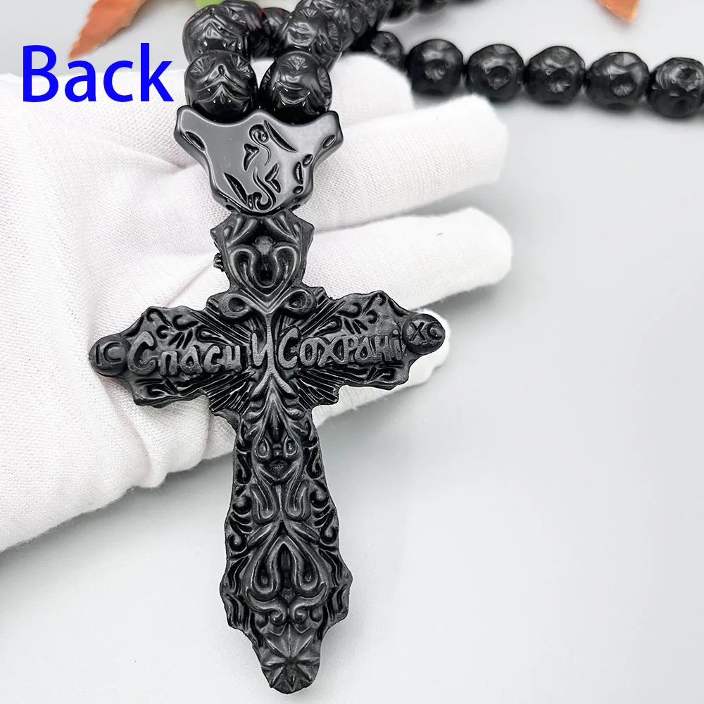 GS235 المعلقات الصليب ثلاثية الأبعاد الراتنج ستيريو الصورة المقدسة الأسود أنماط رائعة الخرز الفداء الديني الإيمان سيارة قلادة حلية #4