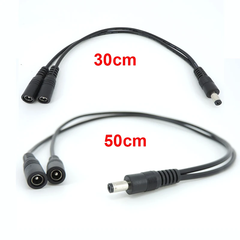 12v 2A 2 way 1 male 2 female DC Power Supply Cable Splitter adapter connector Plug extension Wire for CCTV 5.5mmx2.1mm