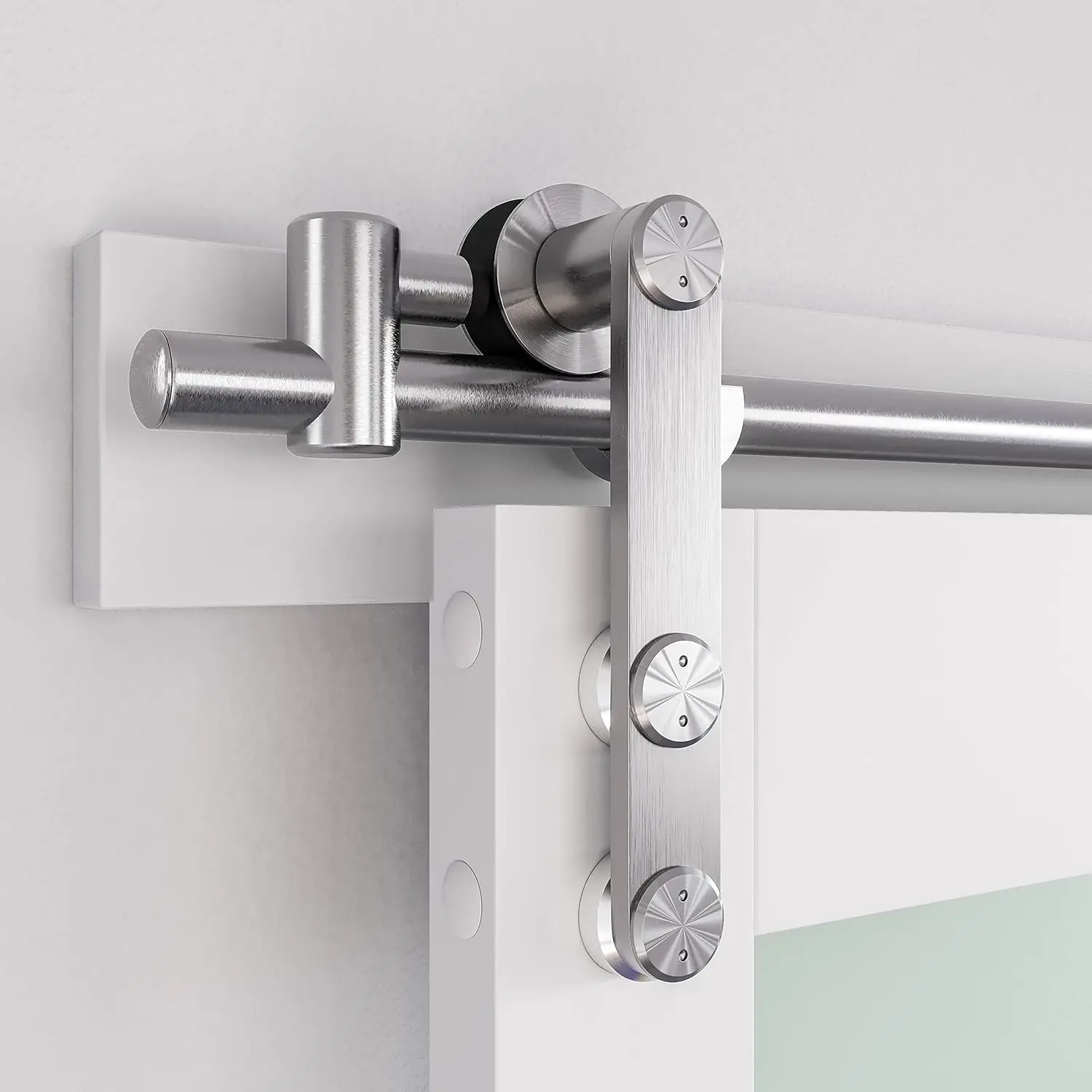 

5 Feet Stainless Steel Sliding Barn Door Hardware Kit - Smoothly and Quietly Installation Instruction -Fit 26"-30" Wide