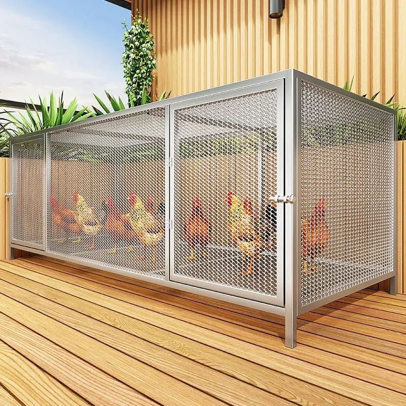 

Chicken cage household outdoor large square pipe dense mesh rainproof rural rutin automatic manure cleaning breeding cage anti-w