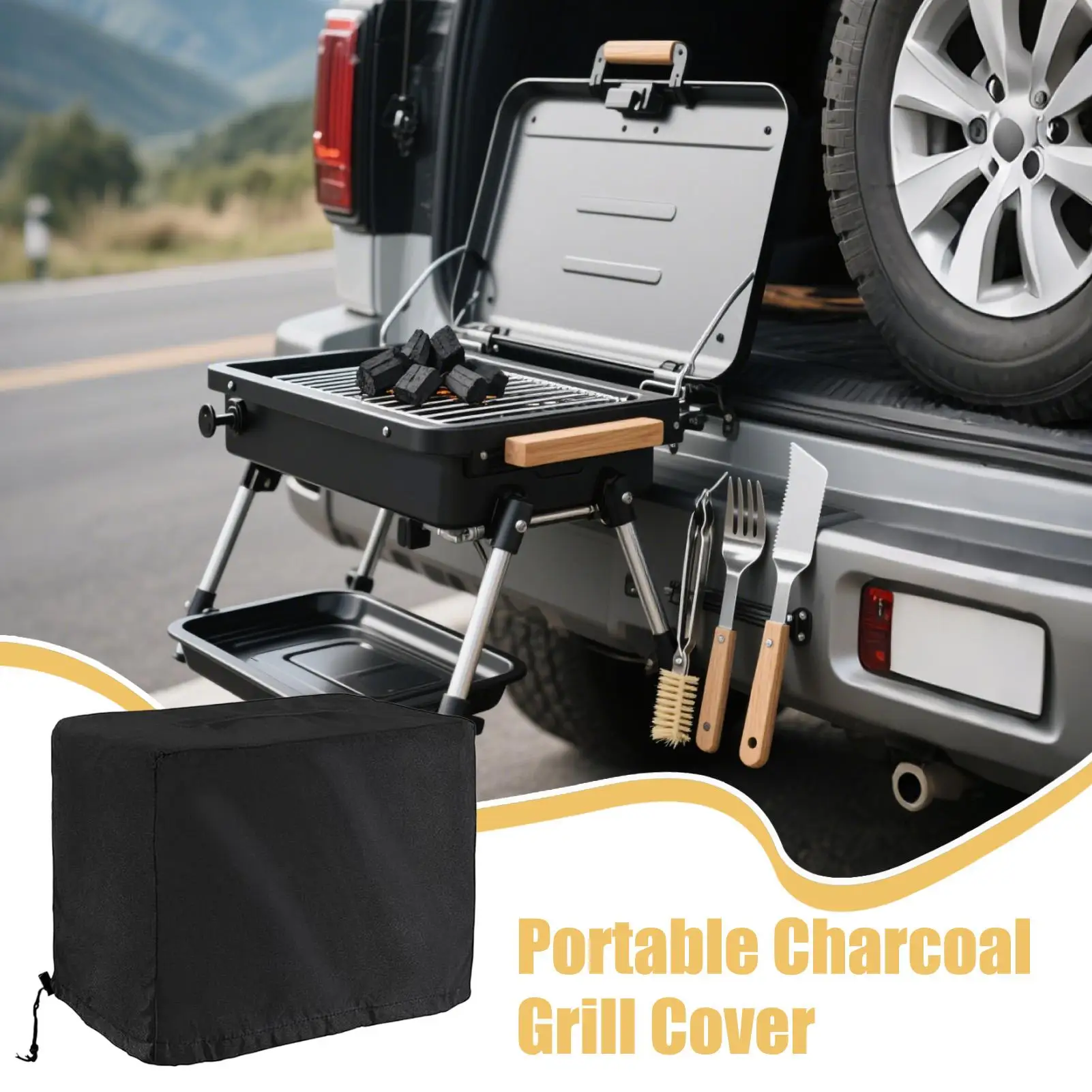 BBQ Cover Waterproof Heavy Duty BBQ Guard Portable Anti-Uv Charcoal Grill Cover For Beach Kitchen Bar Backyard Party Outside