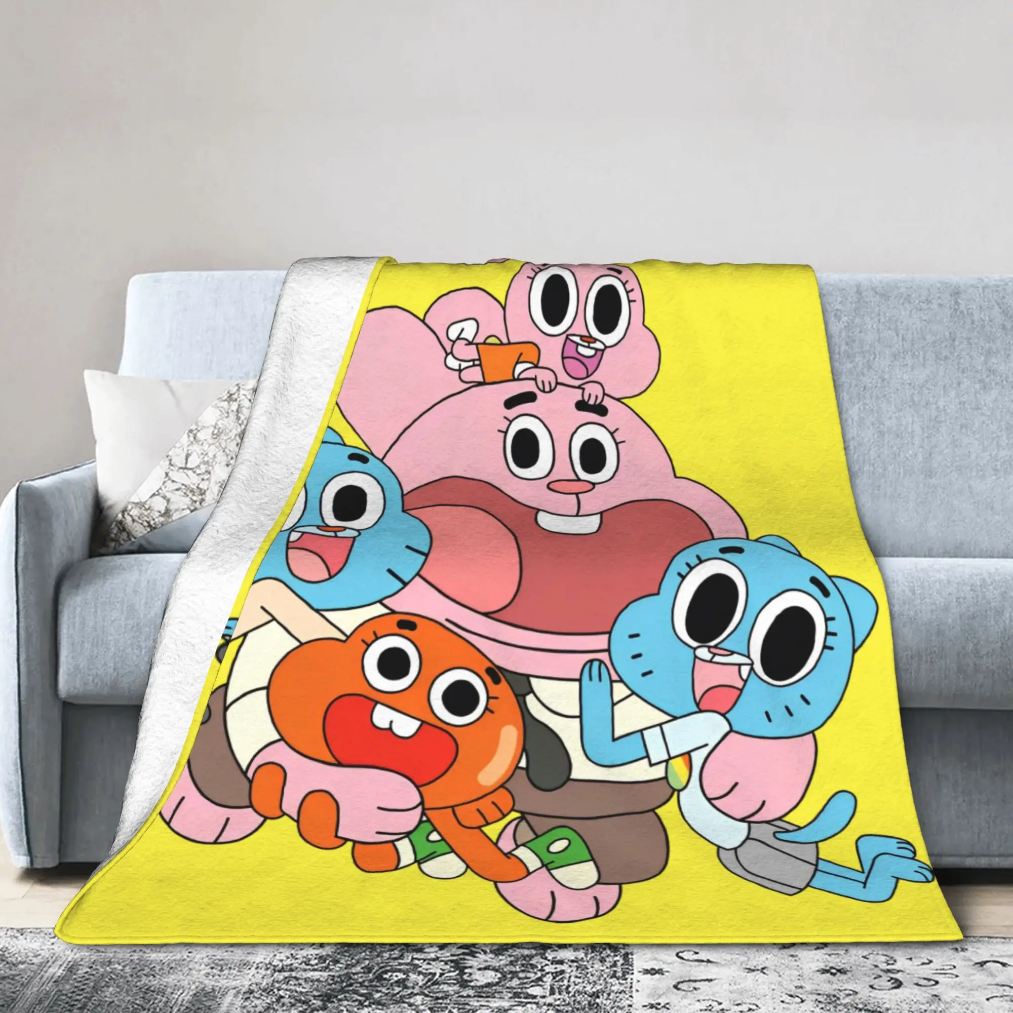 Gum Ball Cartoon Fuzzy Blankets Video Game Customized Throw Blanket for Home Hotel Sofa  125*100cm Plush Thin Quilt