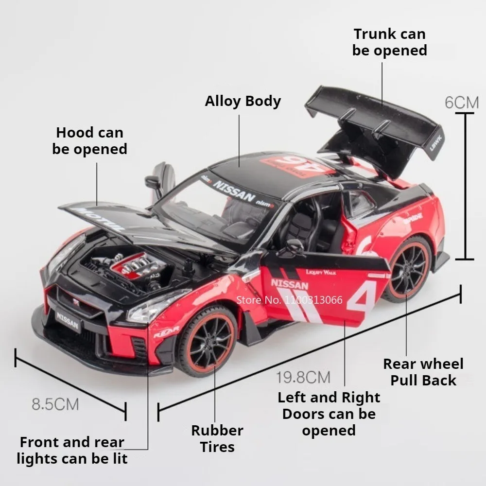 1:22 سبيكة 963 GTR نماذج سيارات لعب مع التراجع ضوء الصوت مصغرة سباق السيارات لعبة عجلات تحولت نموذج سيارة حلية