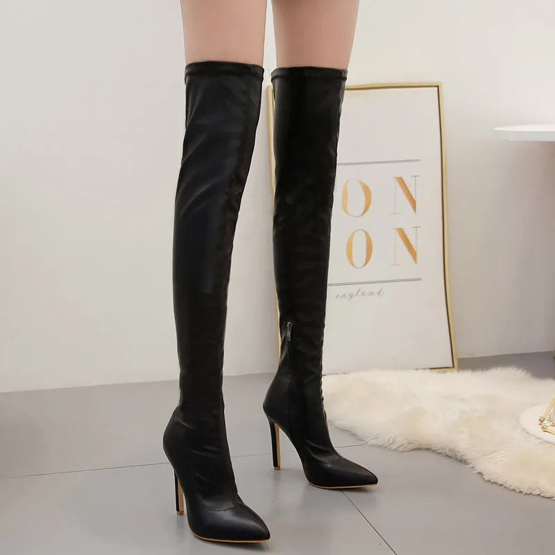 White White Leather Thigh High Over The Knee Boots Sexy Pointed Toe Stripper Heels Booties Fashion Zip Modern Shoes Women Pumps Botas - Aliexpress Deal