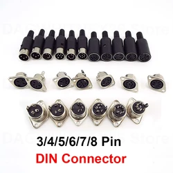DIN Audio Adapter 3/4/5/6/7/8 Pin DIN Male Female Plug with Plastic Handle Female Socket Panel Mount Chassis Connector U26