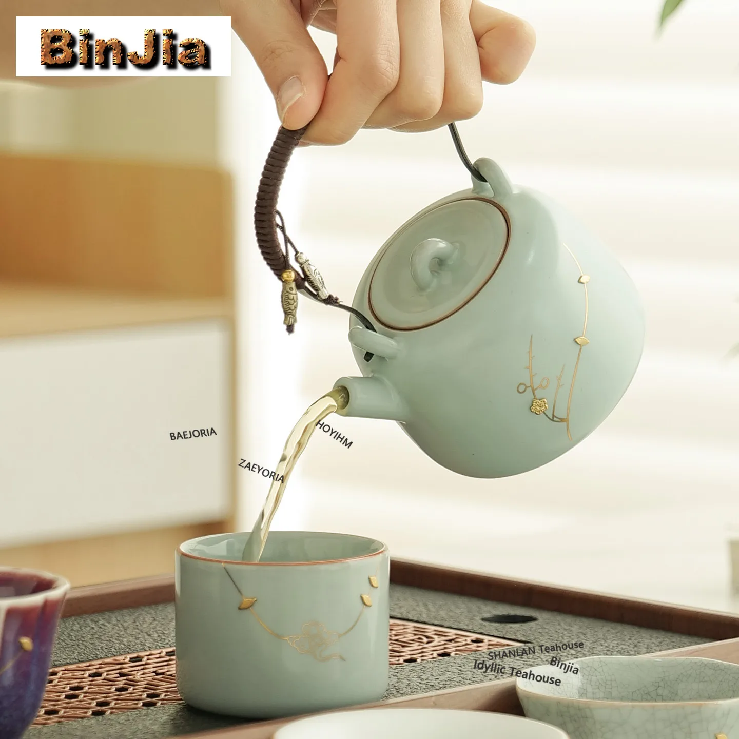 BAEJORIA 250ml Kui Ding Ru Kiln Teapot Japanese Tea Infuser Pot Household Tea Brewing Kettle With Ball Hole For Tea Collection