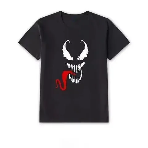 MINISO New Superhero T-shirt Men Wome Venom Print Tshirt Marvel Spiderman Summer Short Sleeved Clothes Fashion Oversized Tops