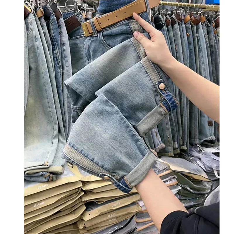 

Spring Autumn High Waist Straight Cotton Jeans Women 2024 New Blue Denim Trousers Korean Fashion Streetwear Loose harem pants