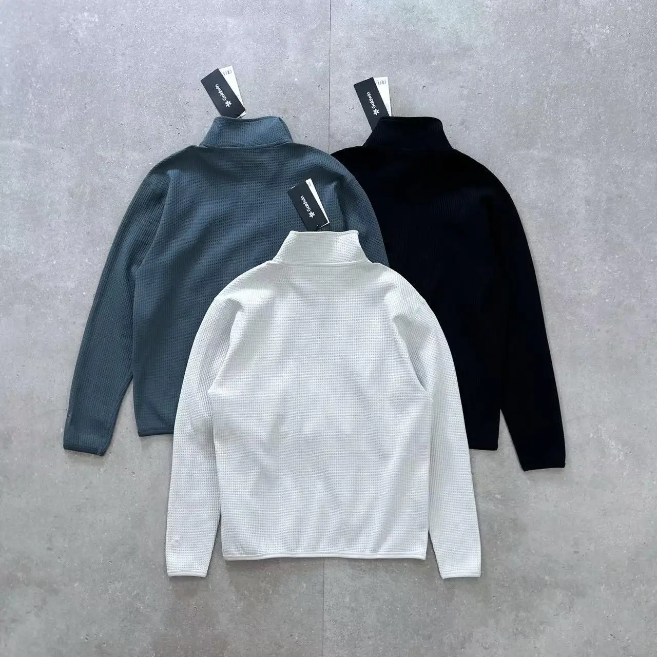 Half Zipper Stand Collar Goldwin Waffle Long Sleeve T Shirt Japan Autumn Men Women High Quality Quick Dry Breathe Loose Clothes