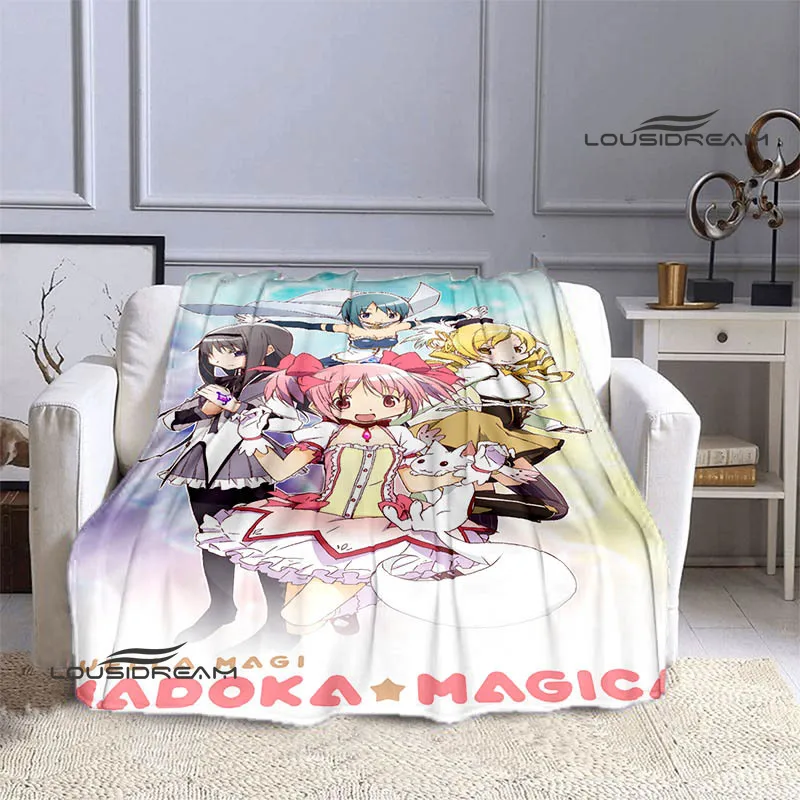 Puella Magi Madoka Magica Cartoon printed blankets Flange Warm blanket picnic blanket Soft and comfortable blanket Birthday Gift